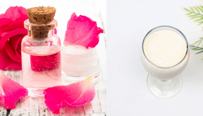 rose water and raw milk 